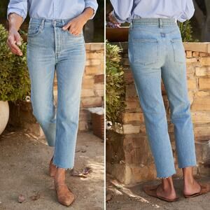 NWOT FRANK & EILEEN MONAGHAN Mom Jean Size 24 Blue Denim High Waist Straight Leg